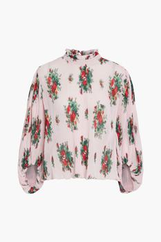 推荐Floral-print plissé-georgette blouse商品