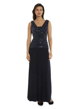 商品R&M Richards | Sleeveless Maxi Gown With Sequined Top,商家Lord & Taylor,价格¥637图片