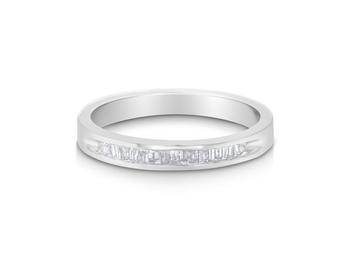 商品.925 Sterling Silver 1/5 Cttw Diamond Channel-Set Stackable Band Ring图片
