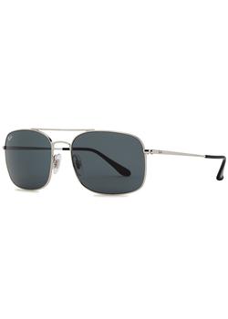推荐Silver-tone rectangle-frame sunglasses商品