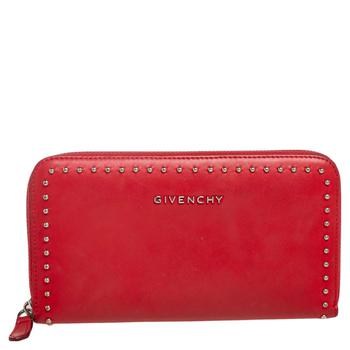 纪梵希包包包, [二手商品] Givenchy | Givenchy Red Leather Studded Pandora Zip Around Wallet商品图片 4.9折, 满1件减$100, 满减