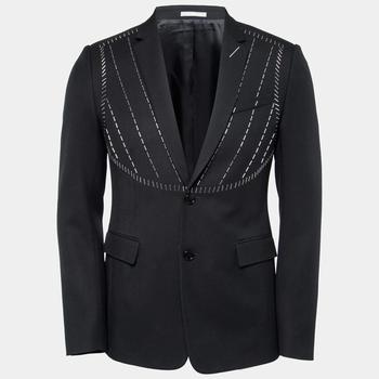推荐Dior Homme Black Wool Metal Studded Single-Breasted Jacket S商品