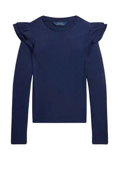 Ralph Lauren | Lauren Childrenswear Girls 7 16 Ruffled Cotton Modal Long Sleeve T Shirt,商家Belk,价格¥171