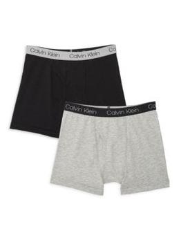 商品Calvin Klein | Boy's 2-Piece Logo Stretch-Cotton Boxer Briefs,商家Saks OFF 5TH,价格¥59图片