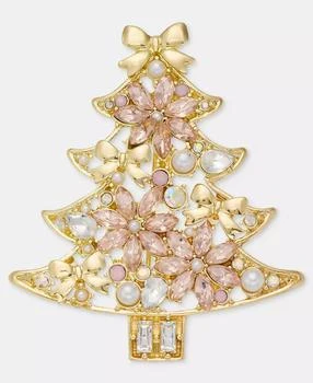 Holiday Lane | Crystal & Imitation Pearl Tree Pin, Macy's Exclusive,商家Macy's,价格¥96