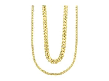 Sterling Forever | Curb & Herringbone Chain Layered Necklace 