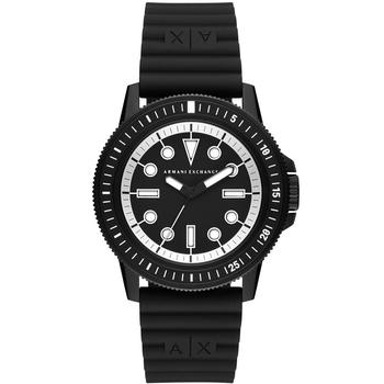 Armani Exchange | Men's Three-Hand Black Silicone Strap Watch 42mm商品图片,7.5折