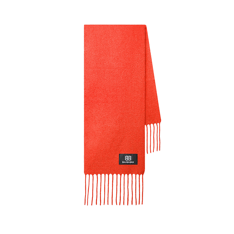 推荐Balenciaga/巴黎世家新款 Fringe系列 男女同款红色卷曲羊毛混纺流苏围巾商品