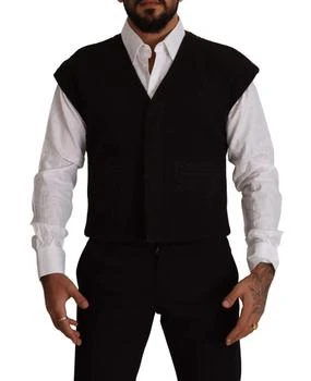 Dolce & Gabbana | Dolce & Gabbana Black Wool Cotton Dress Waistcoat Vest,商家SEYMAYKA,价格¥1892