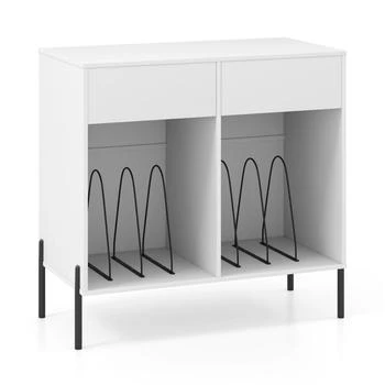 Hivvago | Record Player Stand with Power Outlets Double Wide Turntable Stand Vinyl Record Storage Table,商家Premium Outlets,价格¥1176