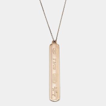 推荐Tiffany & Co. Tiffany 1837 Rubedo Bar Gold Tone Metal and Sterling Silver Chain Pendant Necklace商品