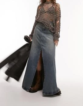 Topshop | Topshop denim a-line maxi skirt in authentic blue 
