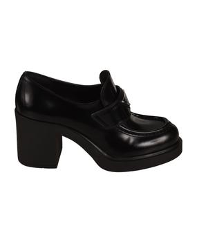 Prada | Logo Plaque Block Heel Loafers商品图片,