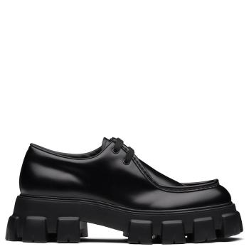 Prada | 【预售3-7天】PRADA/普拉达 21年秋冬 Monolith系列 男士黑色亮面皮革系带鞋2EE355_B4L_F0002商品图片,8折, 包邮包税