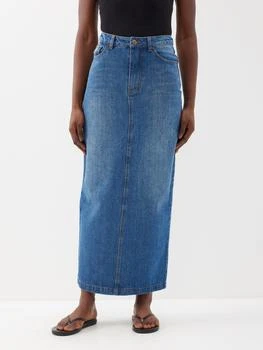 推荐Harvey back-slit denim midi skirt商品