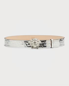 Versace | Men's Medusa Head Buckle Metallic Leather Belt商品图片,7.4折