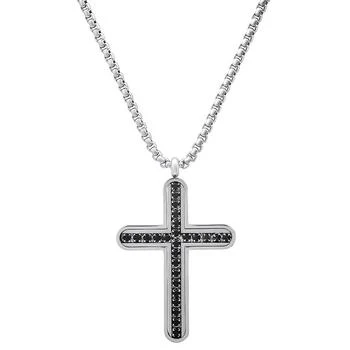 STEELTIME | Men's Silver-Tone Crystal Cross Pendant Necklace, 24",商家Macy's,价格¥380