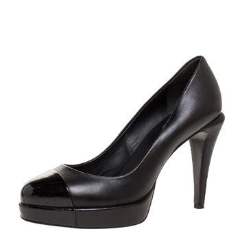 香奈儿鞋是什么牌子, [二手商品] Chanel | Chanel Black Leather CC Cap Toe Platform Pumps Size 38商品图片 6.5折