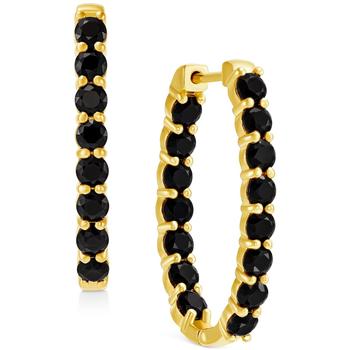 Macy's | Onyx In & Out Oval Hoop Earrings in 14k Gold-Plated Sterling Silver, 0.5"商品图片,