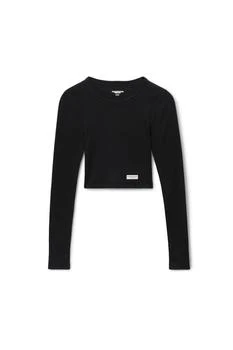 Alexander Wang | Cropped Long Sleeve Tee In Ribbed Jersey 