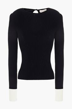 Alexander McQueen | Two-tone ribbed-knit sweater商品图片,2折