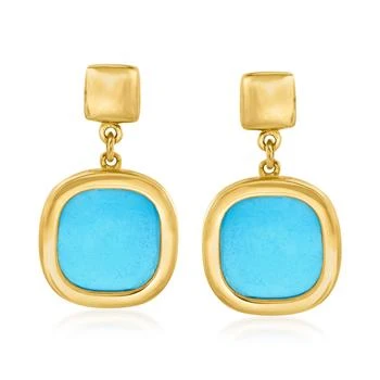 Ross-Simons | Italian Small Turquoise Drop Earrings in 14kt Yellow Gold,商家Premium Outlets,价格¥4968