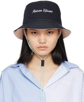 Maison Kitsune | Navy Hotel Olympia Edition Bucket Hat,商家Ssense US,价格¥517
