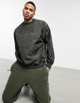 ASOS | ASOS DESIGN oversized quilted sweatshirt in khaki商品图片,4.3折