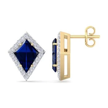 SSELECTS | 2 1/5 Carat Kite Shape Sapphire And Diamond Earrings In 14k Yellow Gold,商家Premium Outlets,价格¥3112