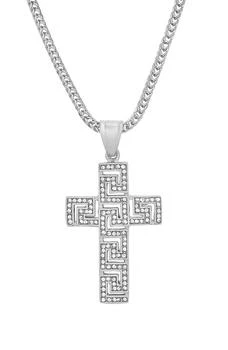 Men's Stainless Steel Crystal Cross Necklace,价格$38.25