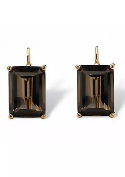 推荐14.50 TCW Emerald-Cut Smoky Quartz Drop Earrings in Gold-Plated商品