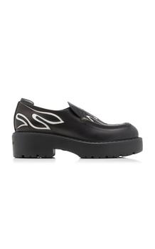 推荐Miu Miu - Women's Flame Leather Platform Loafers - Black - IT 37.5 - Moda Operandi商品