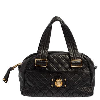 推荐Marc Jacobs Black Quilted Leather Ursula Bowler Bag商品