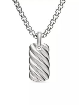David Yurman | Petite Sculpted Cable Tag in Sterling Silver, 24MM,商家Saks Fifth Avenue,价格¥1876