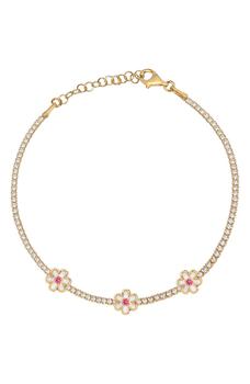 Gabi Rielle推荐, Gabi Rielle | 14K Gold Plated Sterling Silver Flower Station CZ Tennis Bracelet商品图片 4.9折
