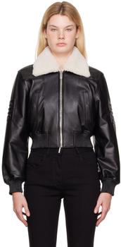 纪梵希女装衣服, Givenchy | Black Shearling Collar Leather Jacket商品图片 