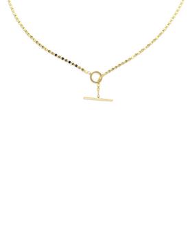 商品14K Gold T Bar Valentino Necklace, 18"图片