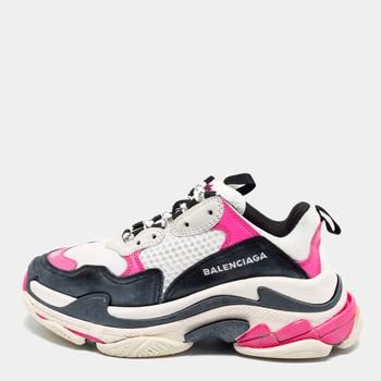 推荐Balenciaga Tri-Color Nubuck Leather, Suede and Mesh Triple S Sneakers Size 36商品