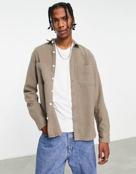 ASOS | ASOS DESIGN wool mix overshirt in light grey商品图片,