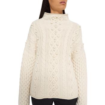 Theory | Theory Womens Wool Blend Mixed Knit Turtleneck Sweater商品图片,5折, 独家减免邮费