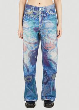 Our Legacy | Hank Grüner Digital Chalk Print Jeans in Blue商品图片,6折