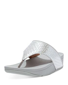 FitFlop | Women's Olive Textured Thong Wedge Sandals商品图片,额外8折, 独家减免邮费, 额外八折