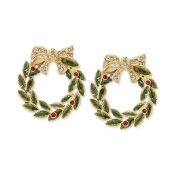 Charter Club | Gold-Tone Crystal & Stone Wreath Stud Earrings, Created for Macy's商品图片,3折