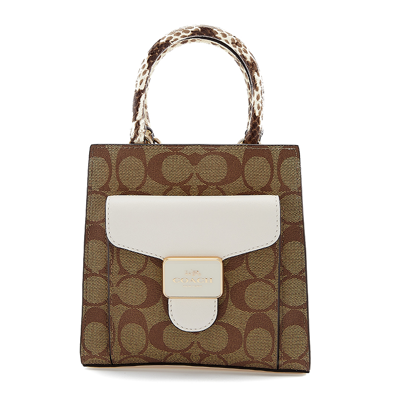 coach联名新款, Coach | 蔻驰新款COACH女包奢侈品 女士经典印花卡其拼色PVC配皮手提单肩斜挎包礼物送女友  C7227 IMOTV商品图片 9.5折×额外8折, 包邮包税, 额外八折