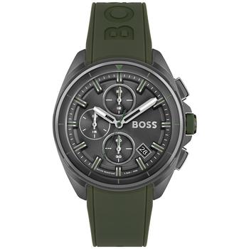商品Hugo Boss | Volane Men's Chronograph Green Silicone Strap Watch 44mm,商家Macy's,价格¥2151图片