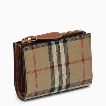 推荐Beige small wallet with Vintage Check pattern in coated canvas商品