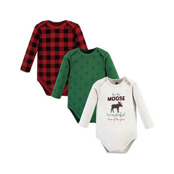 Hudson | Baby Girls and Boys Cotton Long-Sleeve Bodysuits, Pack of 3商品图片,