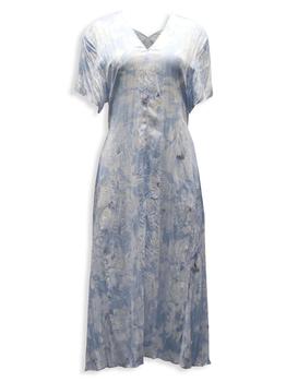 vince真丝, [二手商品] Vince | Vince Painted Magnolia Midi Dress In Powder Blue Silk商品图片 
