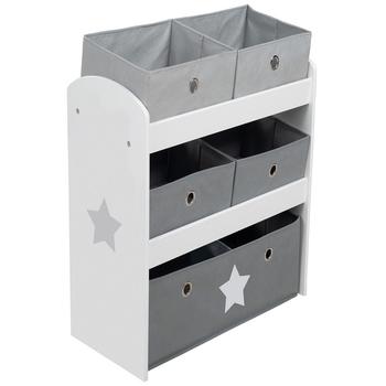 商品Roba-Kids | Play Shelf Stars Children's Multi Bin Toy Organizer Shelf Storage Cabinet with Fabric Boxes Set, 6 Piece,商家Macy's,价格¥573图片