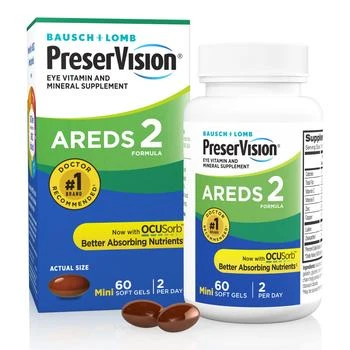 PreserVision | PreserVision AREDS 2 Eye Vitamin & Mineral Supplement, Contains Lutein, Vitamin C, Zeaxanthin, Zinc & Vitamin E, 60 Minigels (Packaging May Vary),商家Amazon US selection,价格¥154